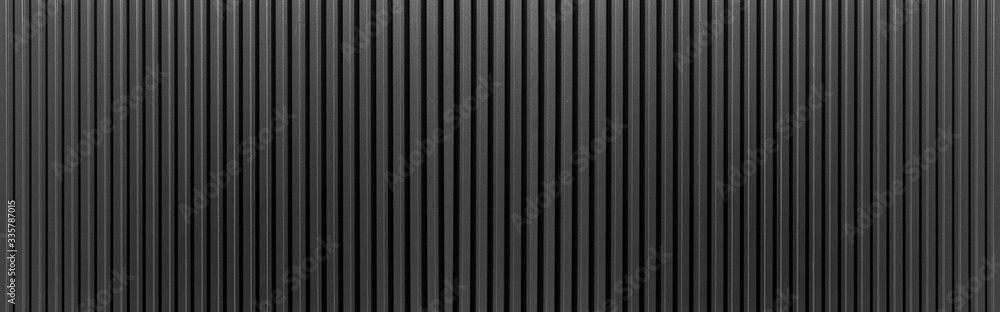 Panorama of Black Corrugated metal texture surface or galvanize steel. - obrazy, fototapety, plakaty 