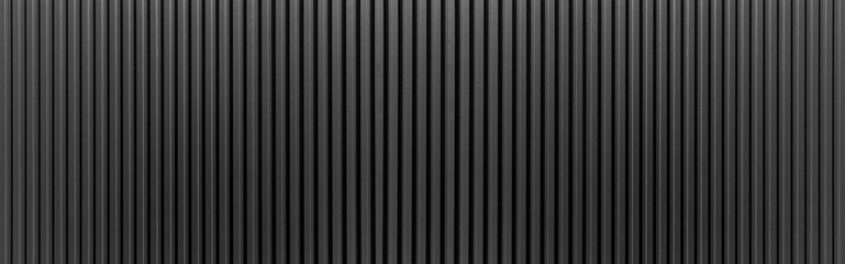 Panorama of Black Corrugated metal texture surface or galvanize steel.