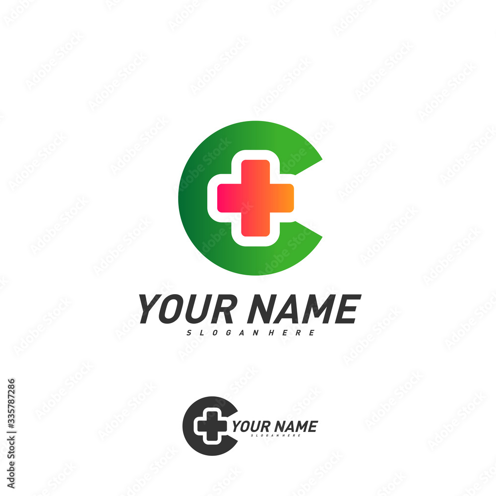 Obraz premium Initial C plus logo design vector template, Creative Health logo concepts