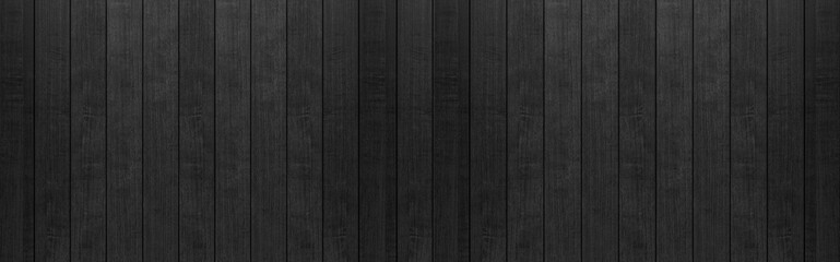 Panorama of Black wood fence texture and background seamless.