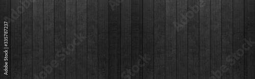 Panorama of Black wood fence texture and background seamless.
