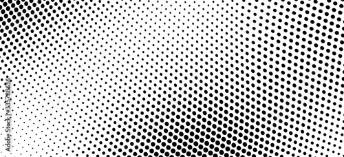 Abstract halftone wave background. Monochrome grunge pattern. Vector art texture. Template for printing on business cards, posters, wrapping paper