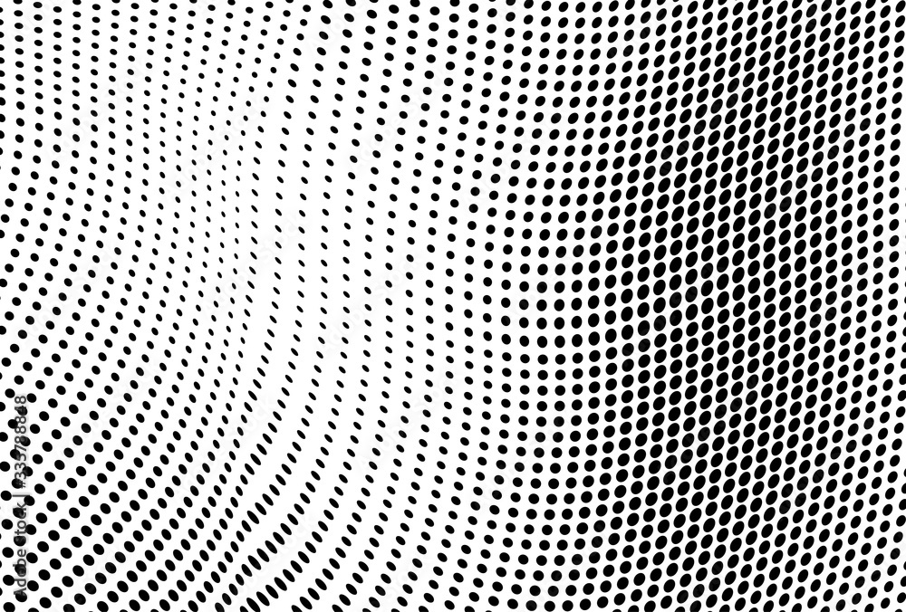 Abstract halftone wave background. Monochrome grunge pattern. Vector art texture. Template for printing on business cards, posters, wrapping paper