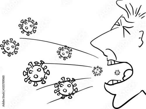 vector drawing of person coughing and sneezing coronavirus