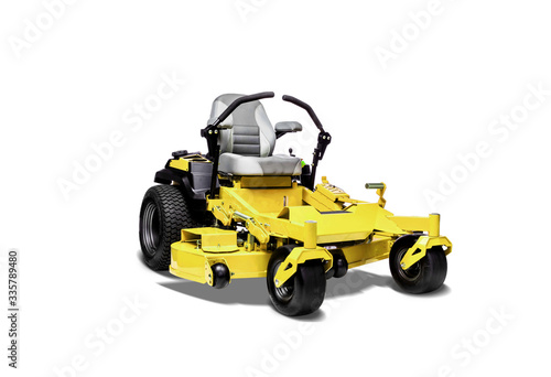 yellow tractor isolated on white