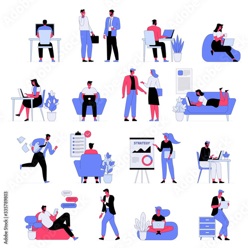 Vector illustration office employees people set