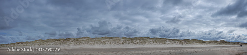 Panorama Beach and dunes Julianadorp Netherlands. Northsea coast.
