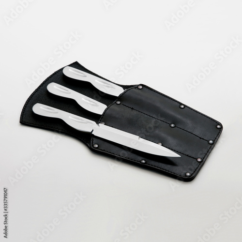 set of stainless hand knife isolated on white