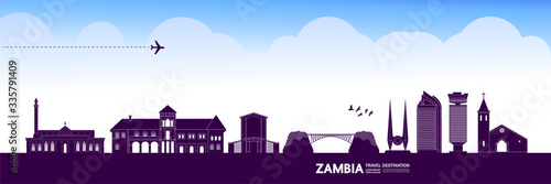 Zambia travel destination grand vector illustration. 