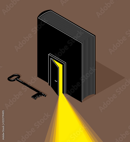 Book with half open door an...