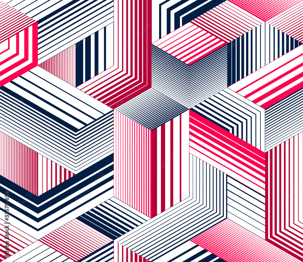 3D cubes seamless pattern vector background, lined dimensional blocks, architecture and construction, geometric design. 3D cubes seamless pattern vector background, lined dimensional blocks, architecture and construction, geometric design.