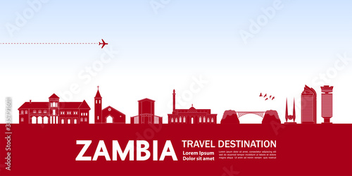 Zambia travel destination grand vector illustration. 