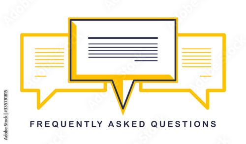 Technical support and frequently asked questions FAQ vector design element isolated on white, speech bubbles concept.