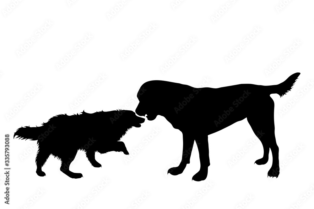 Vector silhouette of dog on white background. Symbol of animal. Vector silhouette of dog on white background. Symbol of animal.