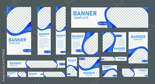 set of creative web banners of standard size with a place for photos. Vertical, horizontal and square template. vector illustration eps 10