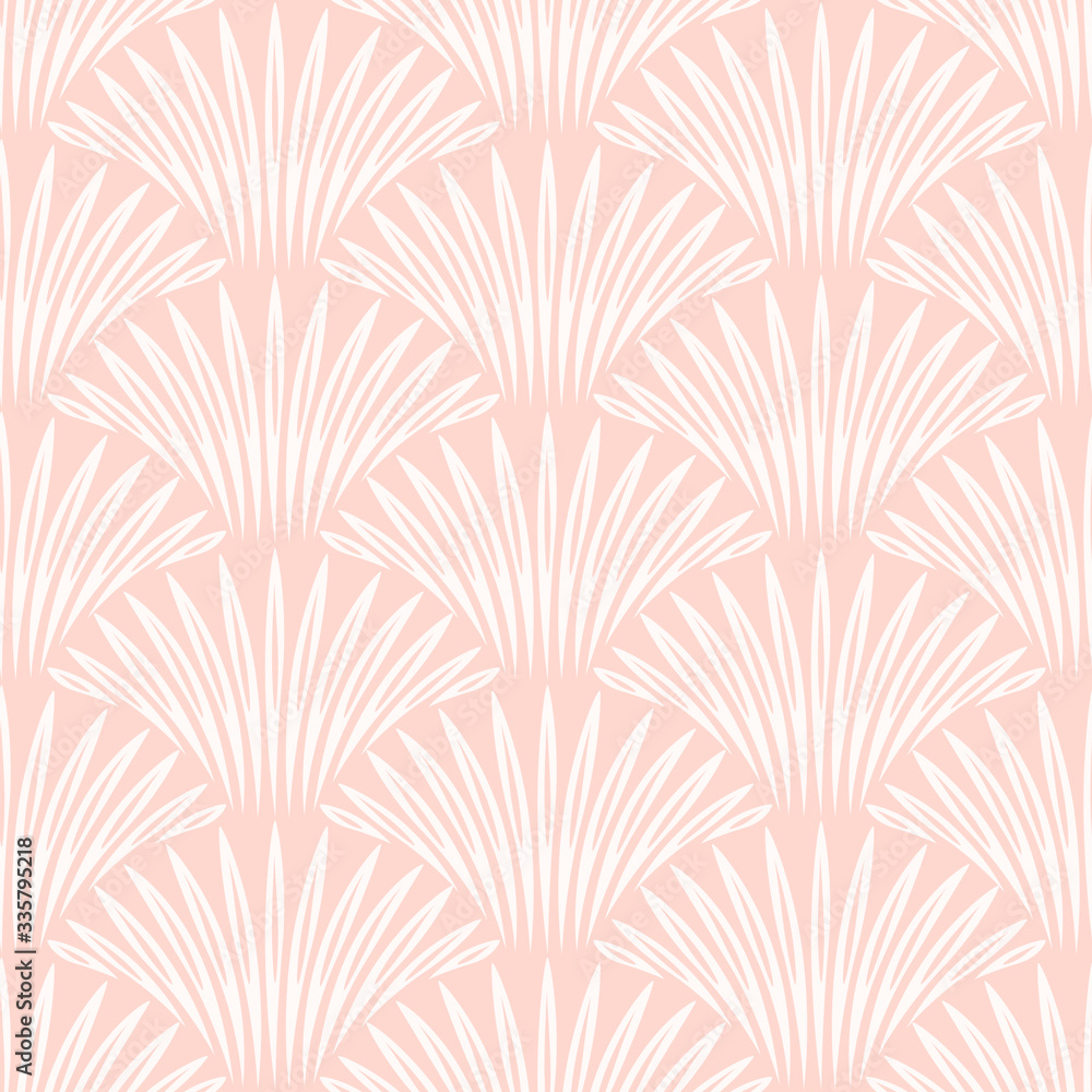 Powder pink Art Deco palm leaf pattern