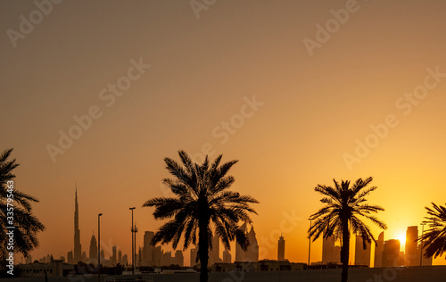 fantastic sunset in the city of Dubai