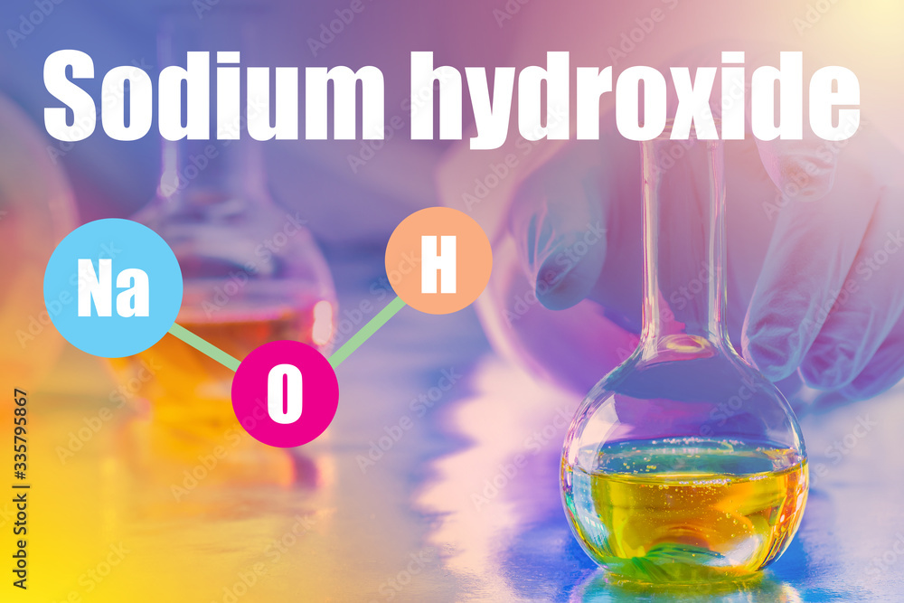 NaOH. Sodium hydroxide in vitro. Formula of the chemical element next