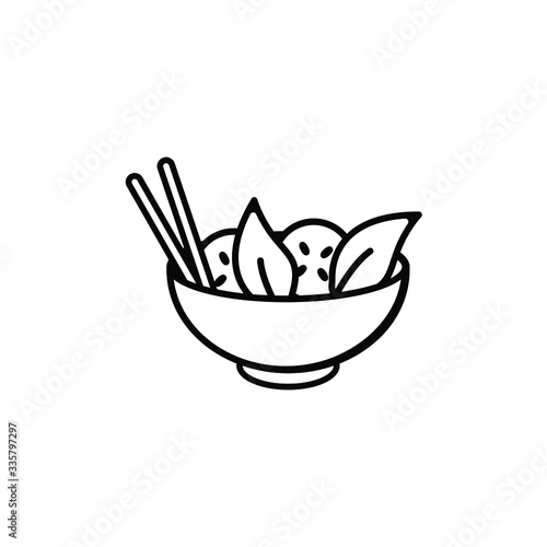 salad bowl line icon vector simple design