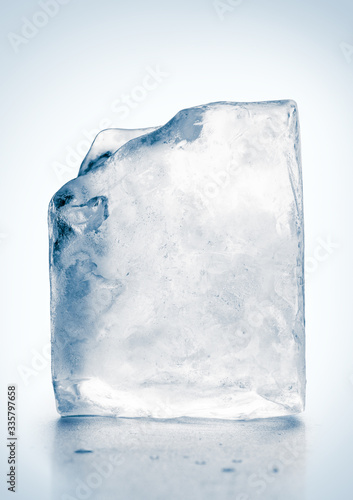 Block of textured clear blue ice. Clipping path included.