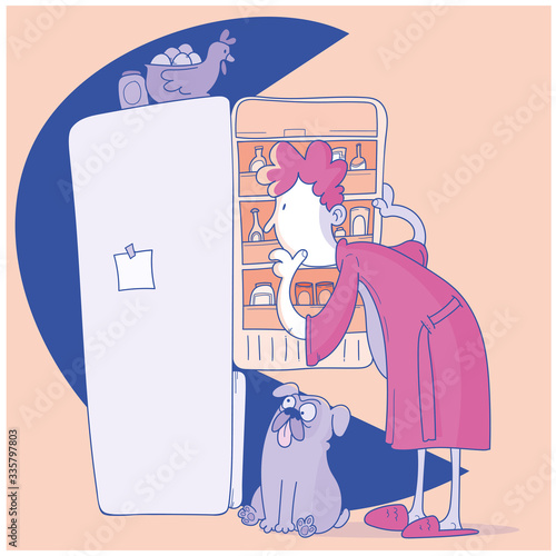 Man opens refrigerator looking for a snack