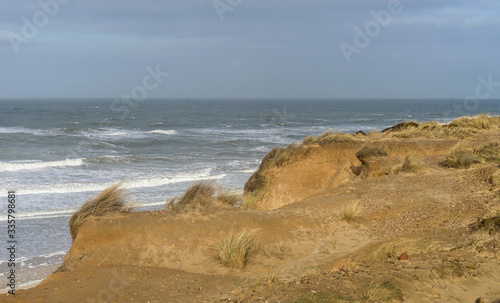 Sand dune of the island of Sylt destroyed by the storm