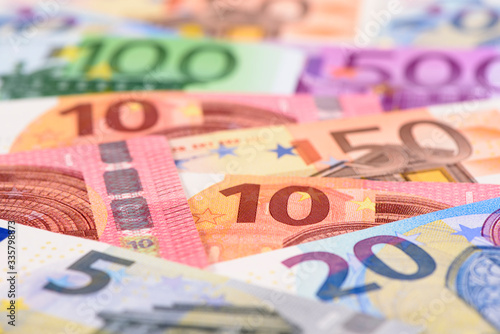 Euro banknotes show wealth and success