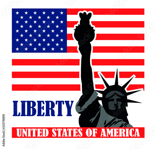 Statue of Liberty. New York landmark. American symbol. Vector silhouette - Vector. Freedom of the world.  Island of Liberty