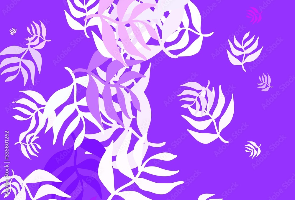 Fototapeta premium Light Purple, Pink vector elegant wallpaper with leaves.