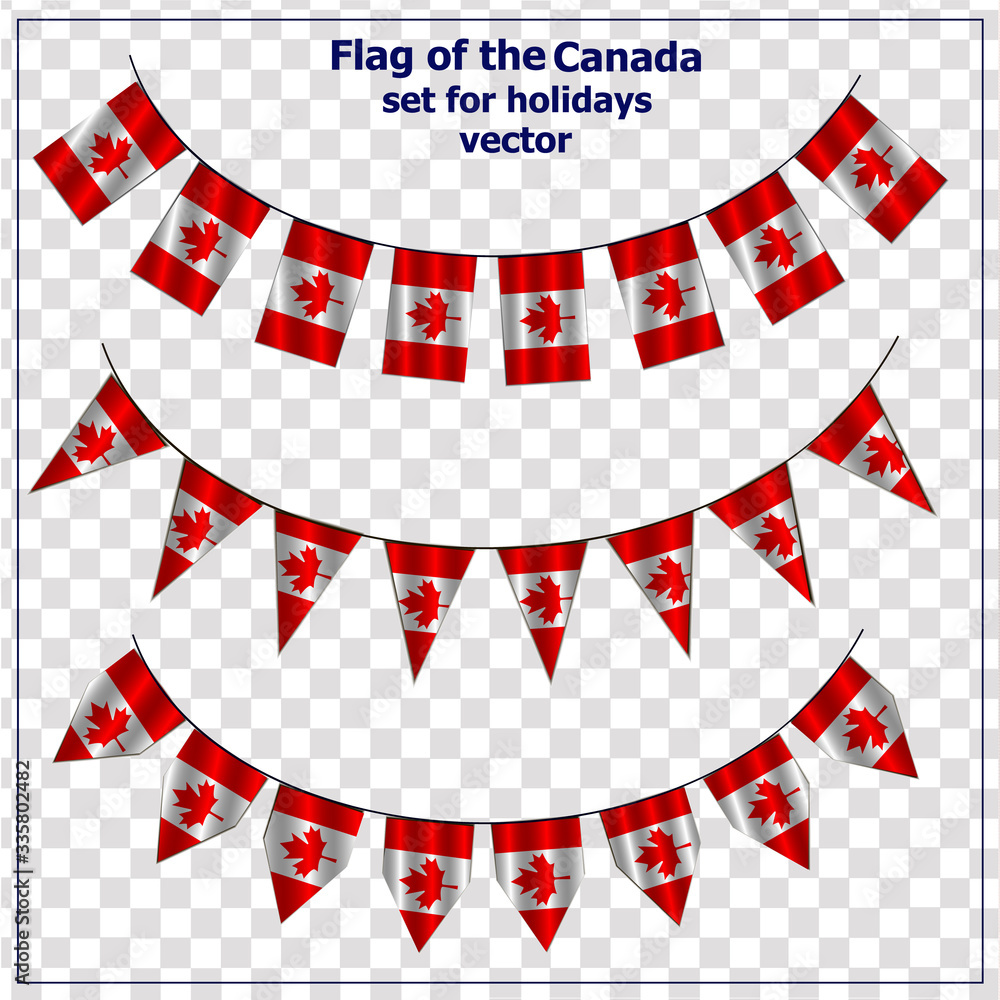 Naklejka premium Set with flags of the Canada. Set for holidays. Happy Canada day background. Bright collection with flag.