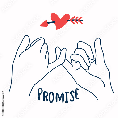 Promise  outline vector with red heart in arrow