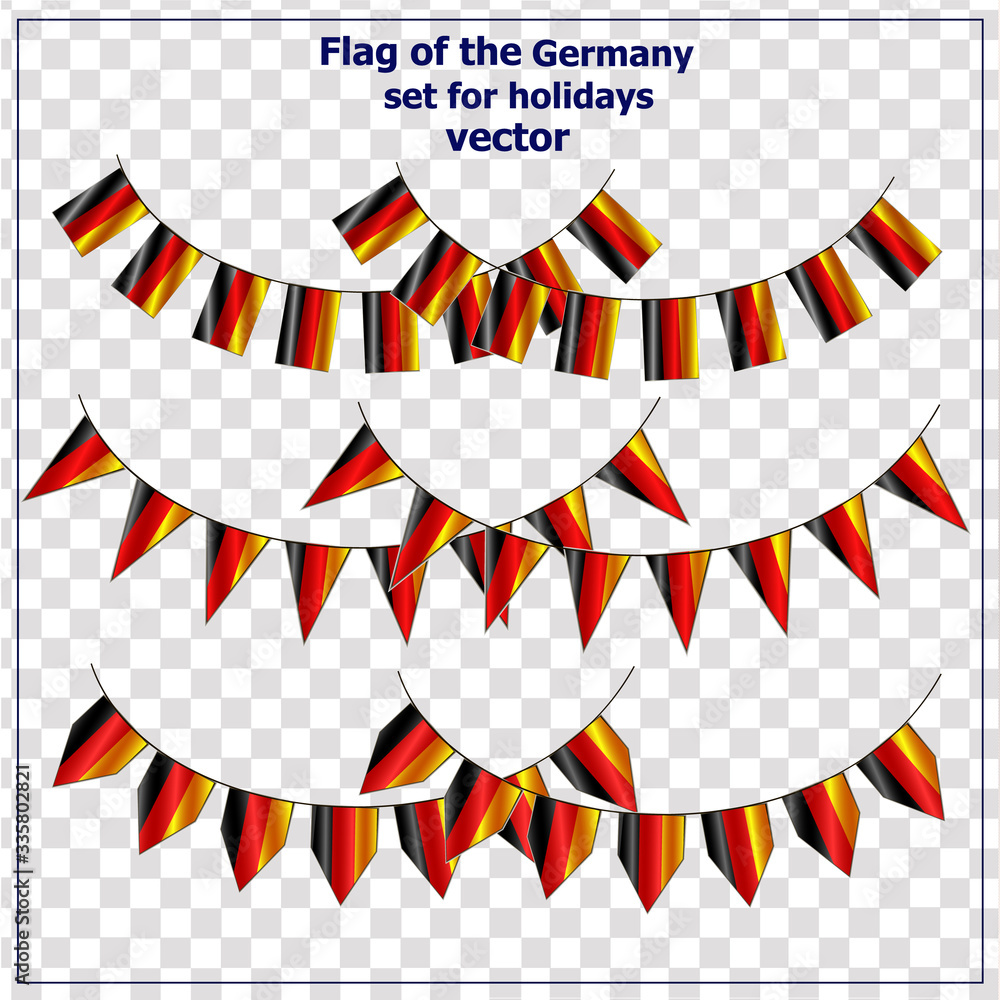 Obraz premium Bright set with flags of Germany for holidays. Happy Germany day flag. Colorful collection with flags. Vector Illustration.