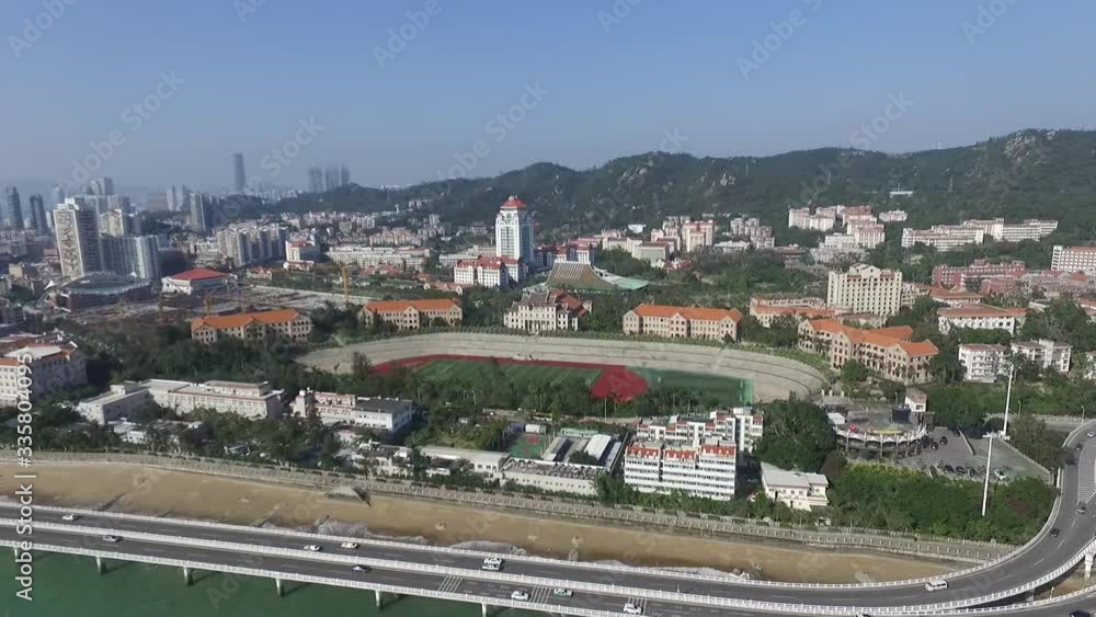 Aerial view of seashore landscape of xiamen city in China Aerial view of seashore landscape of xiamen city in China