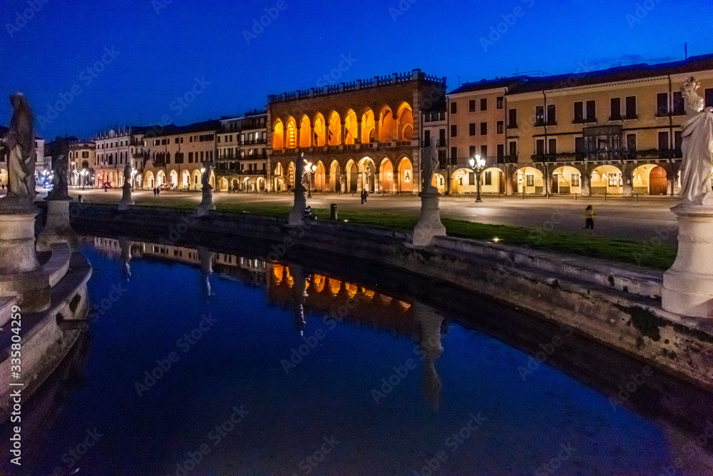 Prato della Valle, square in Padua by night