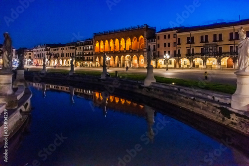 Prato della Valle, square in Padua by night