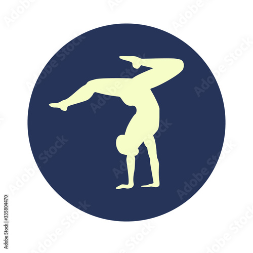 Vector icon the silhouette is isolated on a white background. Gymnastics young woman the banner.gymnastic logo. vector illustration