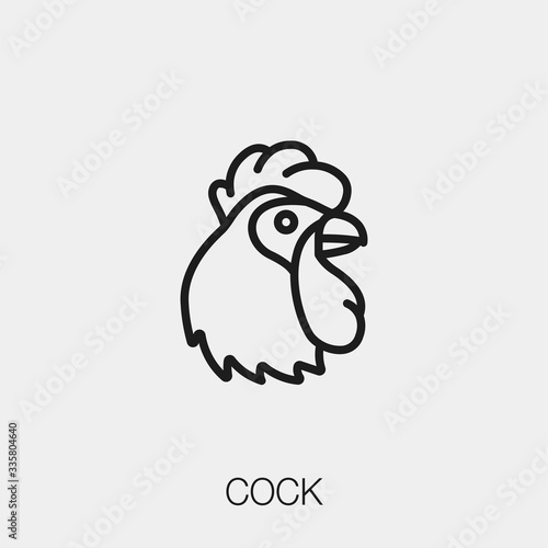 cock icon vector. Linear style sign for mobile concept and web design. rooster symbol illustration. Pixel vector graphics - Vector.	