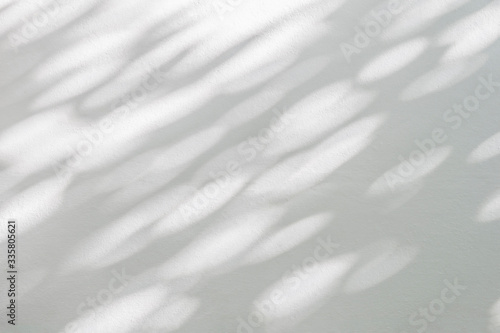 Nature gray shadow and light diagonally abstract background. Leaf and tree shadows bokeh with sunlight on white concrete wall