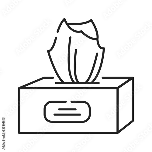 Disposable wipes black line icon. Paper product. Mainly used one-time to wipe a running nose. Pictogram for web page, mobile app, promo. UI UX GUI design element. Editable stroke.