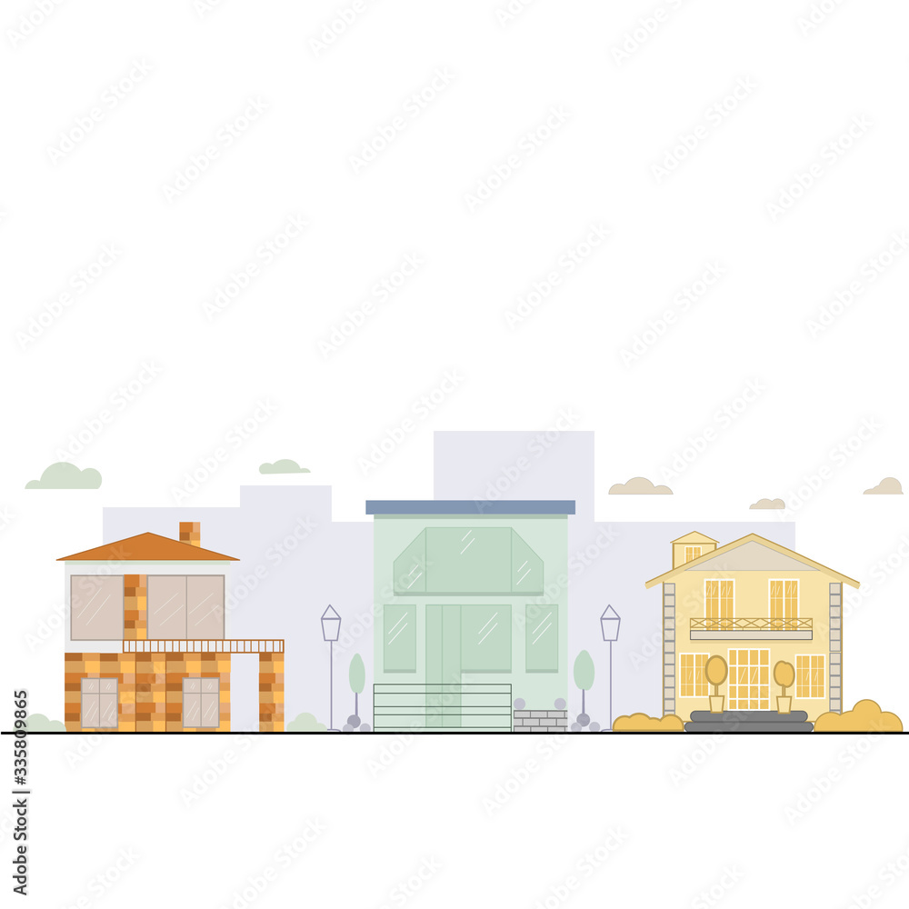 Landscape with a city street. Landscape with a city street.