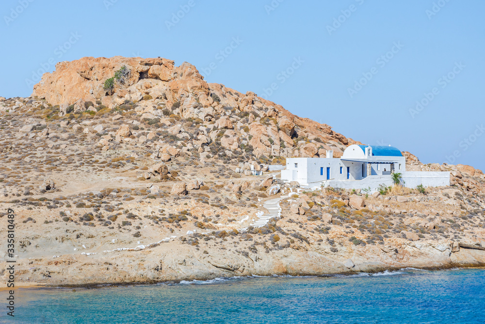 An old traditional chapel in Serifos island Greece by the sea