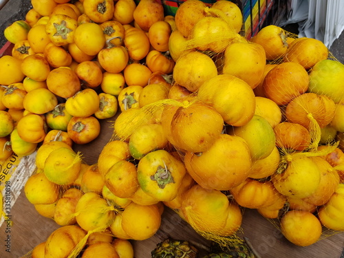 Yellow Solanum sessiliflorum fruits or Cocona is a tropical shrub belonging to the Solanaceae family. Amazon, Brazil photo