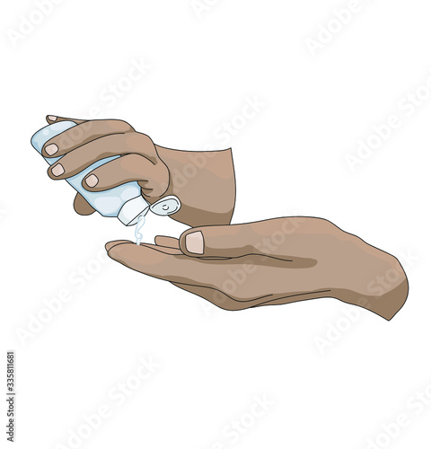 use of hand hygiene antiseptic. hand draw