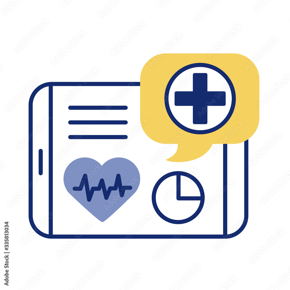 Obraz premium tablet with heart cardio health online line style