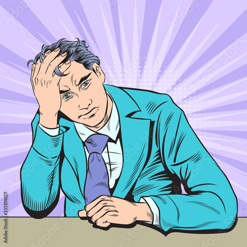 Business people are stressed Business problem encounter concept. Pop art hand drawn style vector design illustrations.

