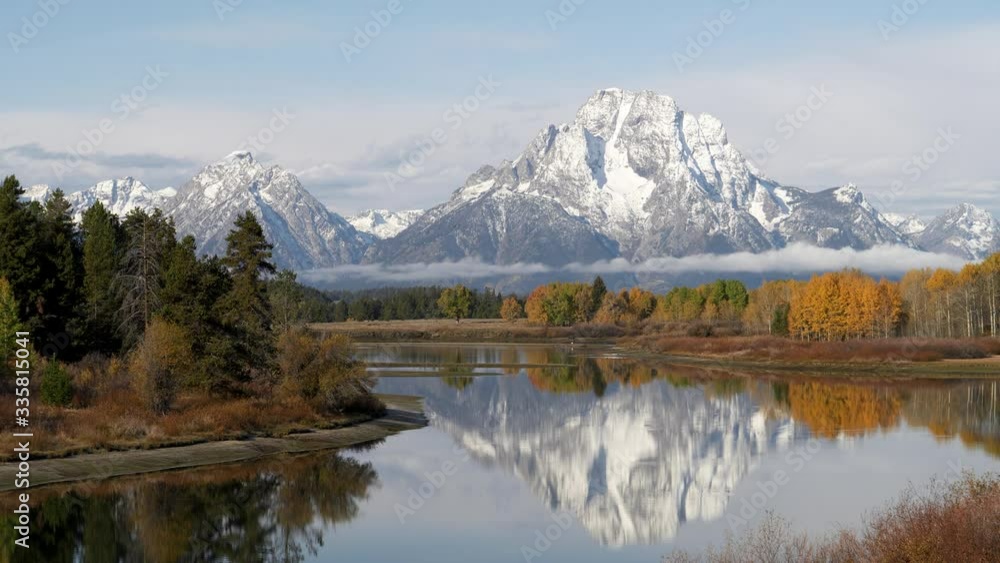 mt moran at oxbow bend on a calm autumn morning in the grand tetons national park of the united states mt moran at oxbow bend on a calm autumn morning in the grand tetons national park of the united states