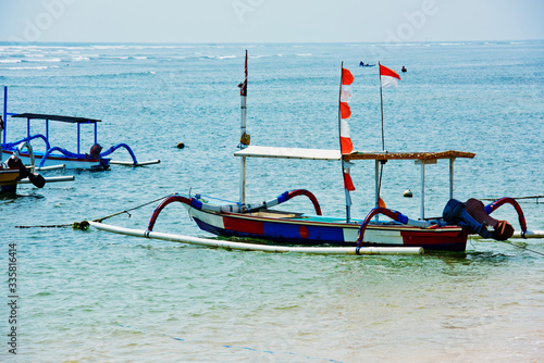 Fishing boats in the Bay of Sanur. Bali, Indonesia.