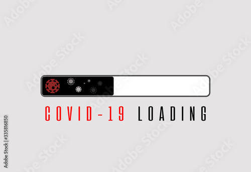 Progress loading bar with virus icons and dark liquid.spread of covid-19 epidemic,corona virus outbreak illustration.