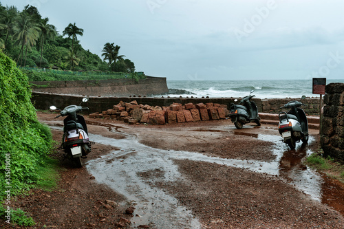 Aguada Fort - North Goa, India. In the monsun rain. Rain season. Goa off season.