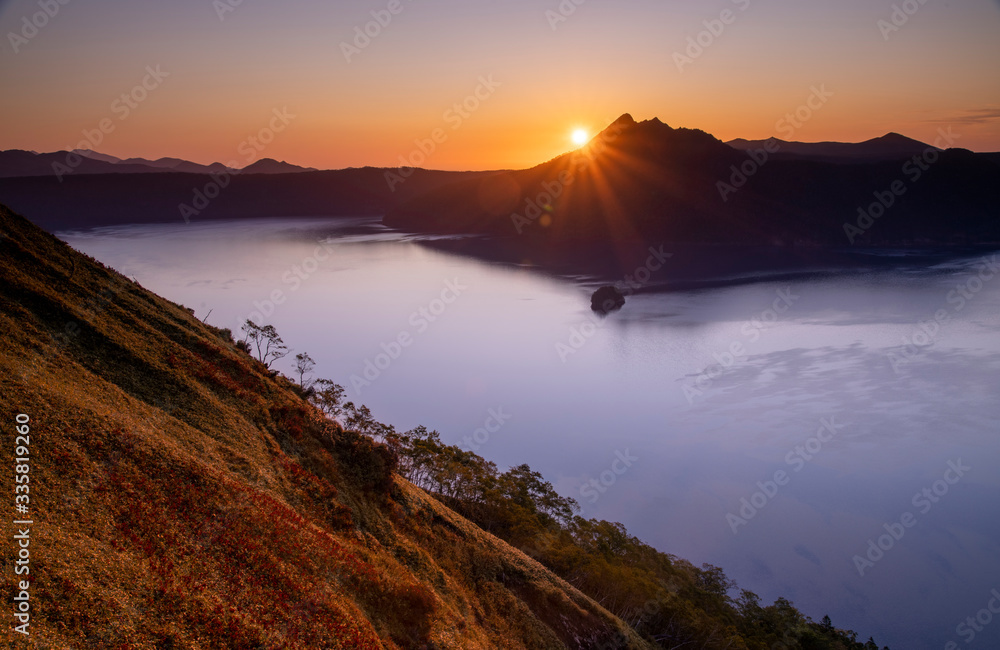 Fototapeta premium beautiful morning caldera lake